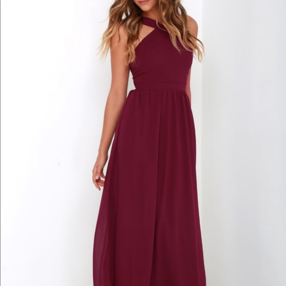 Lulu’s Air of Romance Burgundy Maxi Dress